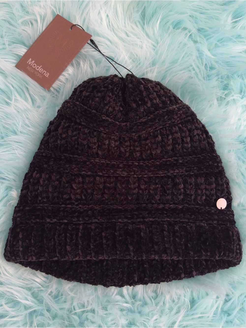 Beanie Hat Black Knit Ultra Soft By Modena NEW!
